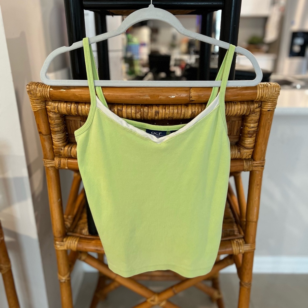 Vintage Early 2000s Y2K Old College Inn Jean Company Light Green Tank Top Large